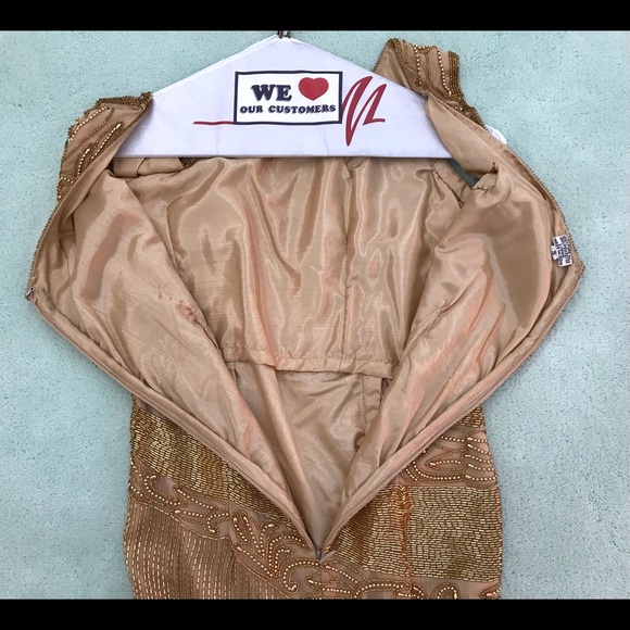 Custom Beaded Gown +Wide Kick-pleat - Picture 12 of 15